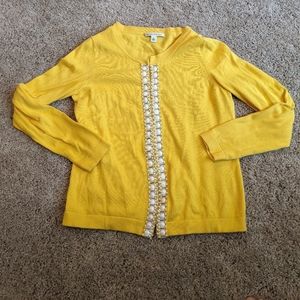 Banana Republic Beaded Yellow Cardigan M Medium